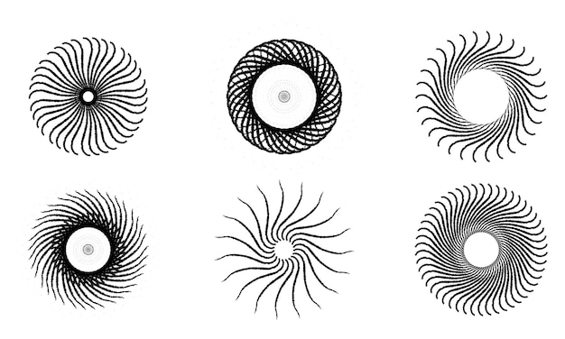 Collectie van symbolen van cirkelvormige radiale abstracte lijnen