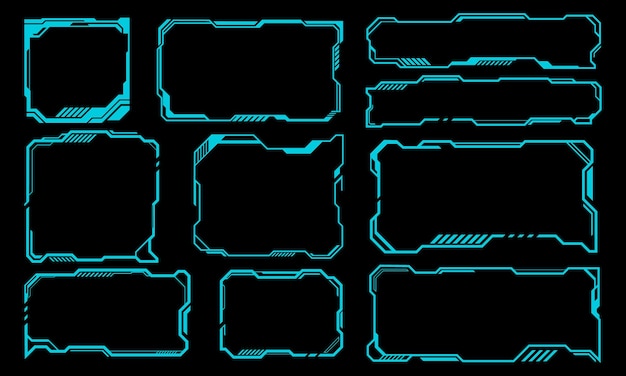 Collectie van verschillende abstracte futuristische hud grenzen