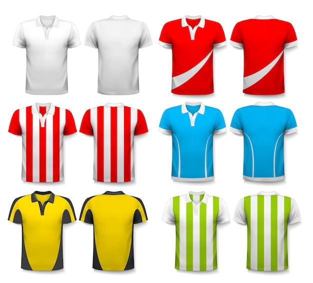 Collectie van verschillende voetbalshirts.