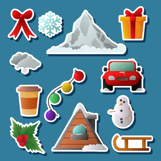 Vector collectie van winter sticker set