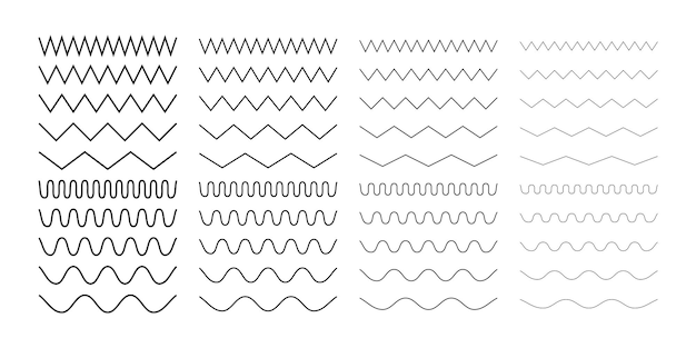 Collectie van zigzaglijnen Horizontale lijn golfontwerp geïsoleerd ontwerp op witte achtergrond
