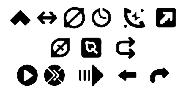 Collectie van zwart-wit Flat Design UI Iconen Set van platte iconen tekens symbolen pijl voor inte