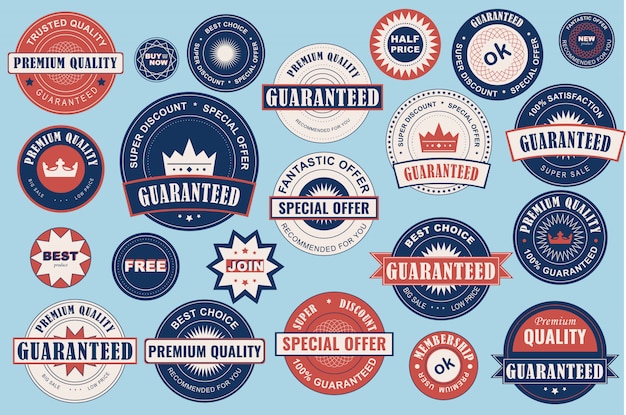 Collectie verkoopetiketten. Stickers premium kwaliteit vlakke stijl voor social media advertenties en banners, website badges, marketing, labels en stickers voor online shopping sjablonen.