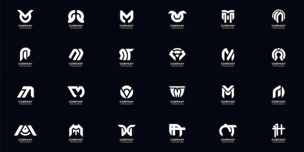 Collectie volledige set abstracte letter m monogram logo ontwerp