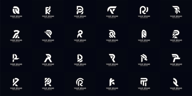 Collectie volledige set abstracte letter r monogram logo ontwerp