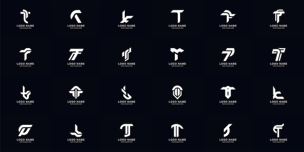 Collectie volledige set abstracte letter t monogram logo ontwerp