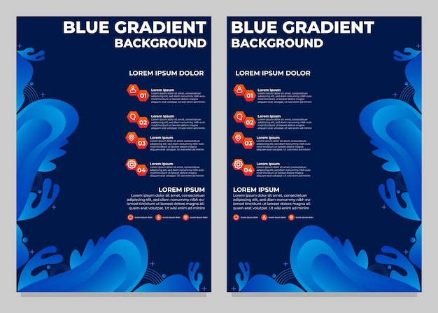 Collectie voor zakelijke flyers met blauwe gradiënt