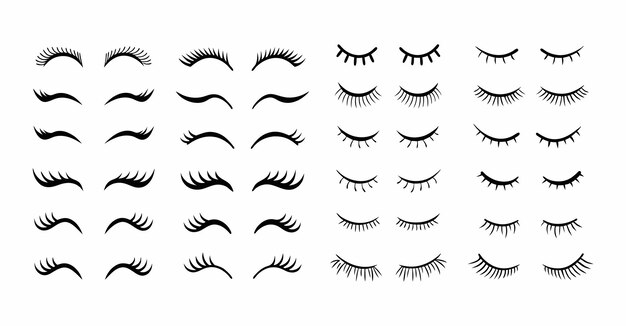 Collectie wimpers voor make-up en schoonheid
