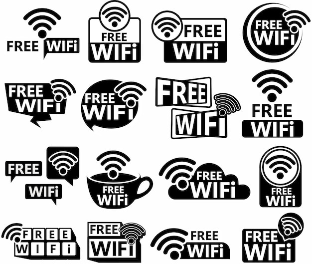 Collecties gratis WIFI pictogram teken symbool instellen Draadloze netwerkverbinding ontwerpsjabloon Vector
