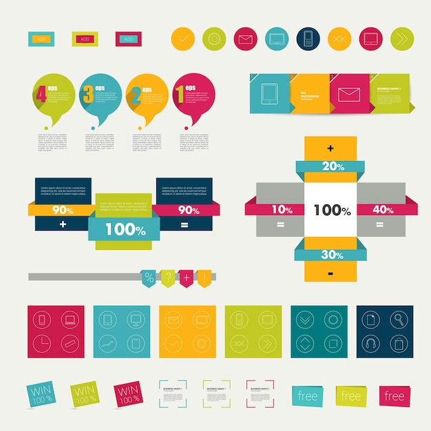 Vector collecties van infographics platte ontwerp diagrammen.