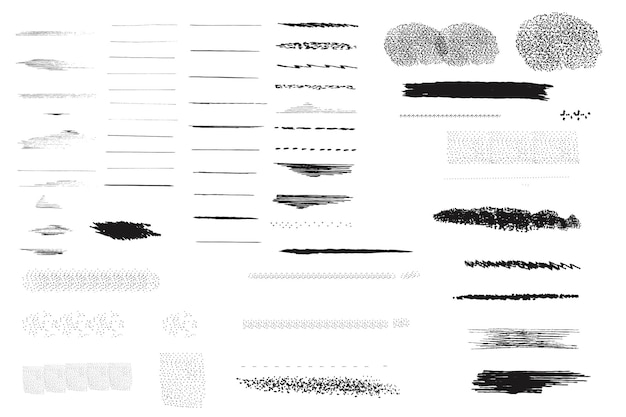 Vector collectin of vector grunge brush strokes isoolated on white