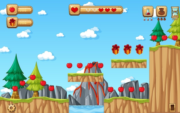 Collecting apples platformer game template