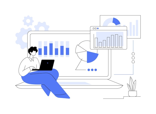 Vector collecting business data abstract concept vector illustration