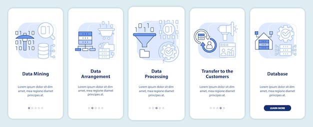Collecting and processing data light blue onboarding mobile app screen
