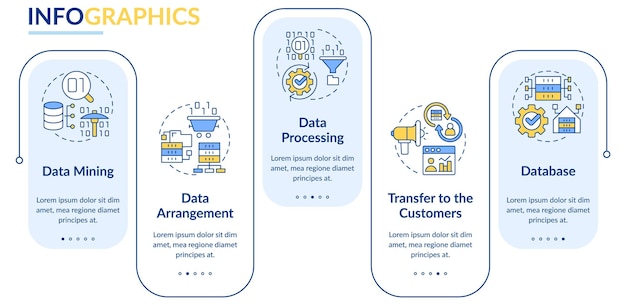 Vector collecting and processing data rectangle infographic template