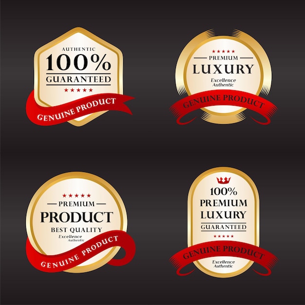 Vector collection 100% satisfaction guarantee certification badge in gold and silver