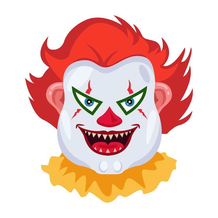 Vector collection of 16 clown face flat vectors
