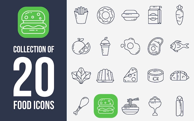 Collection of 20 food icons