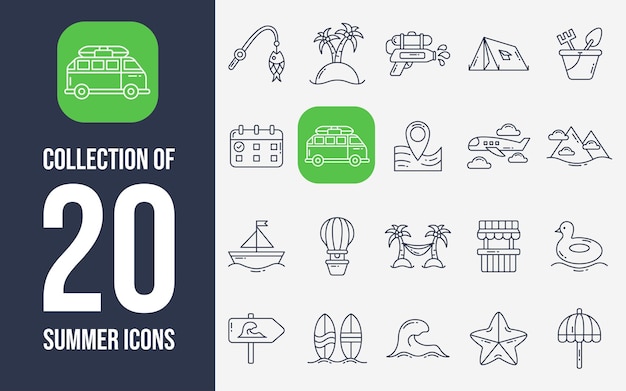 Collection of 20 Summer Holiday Icons