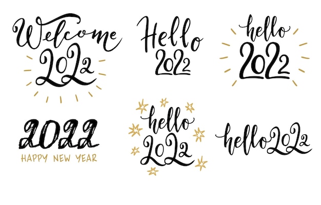 Vector collection of 2022 happy new year typography logo text design 2022 number design template set