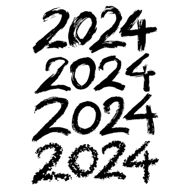 Vector collection of 2024 number set hand drawn 2024