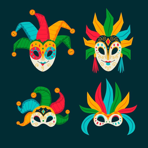 Vector collection of 2d masquerade masks