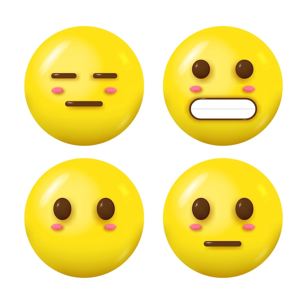 Raccolta di emoji faccia inespressiva 3d