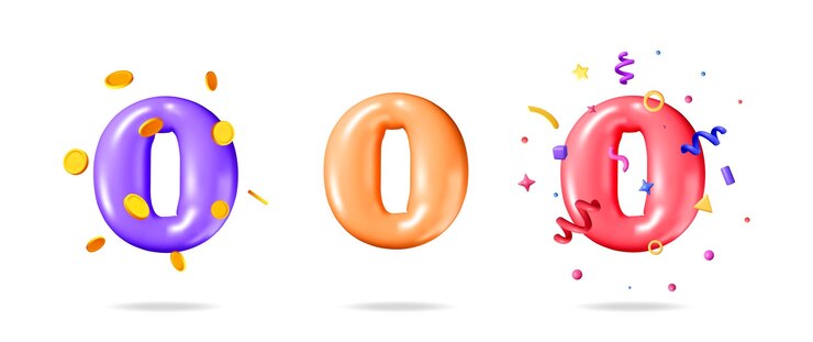 Vector collection of 3d number zero