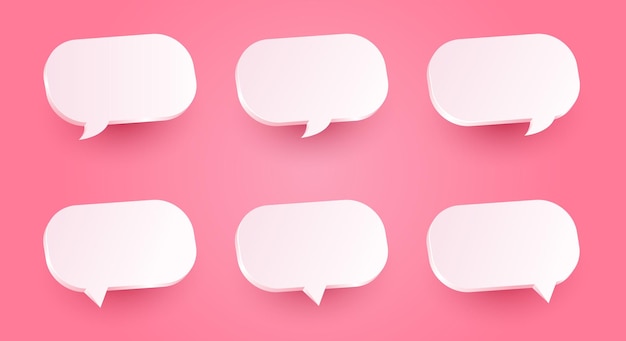 Collection of 3d pink speech bubbles chat