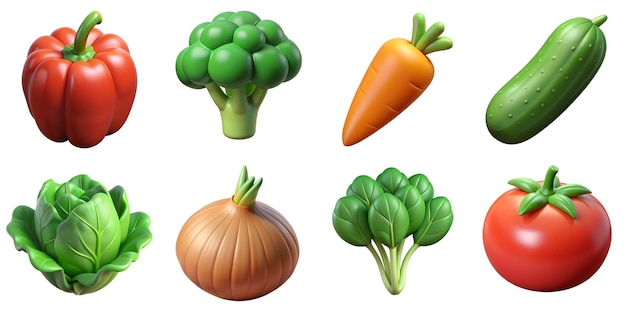 A Collection of 3d vegetables ilustration