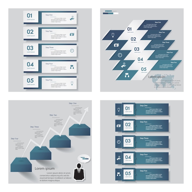 4青色のデザインテンプレートのコレクション
