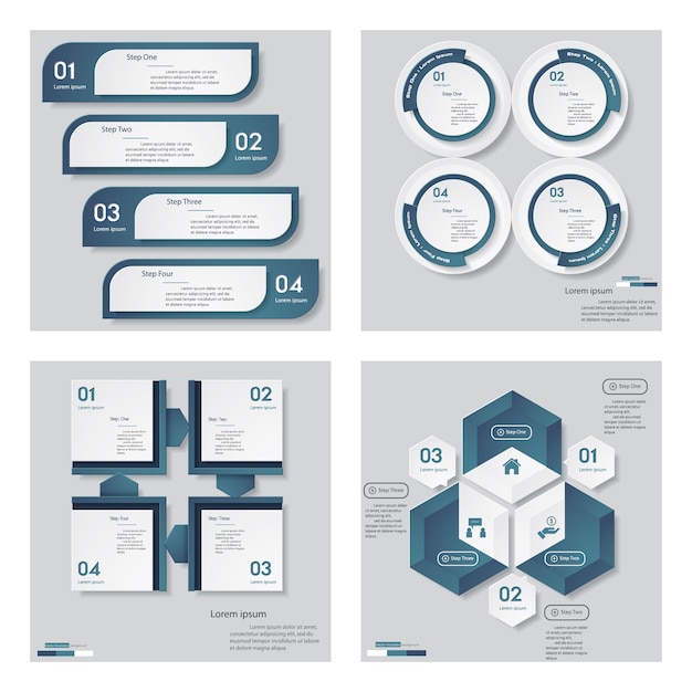 Collection of 4 blue color design template