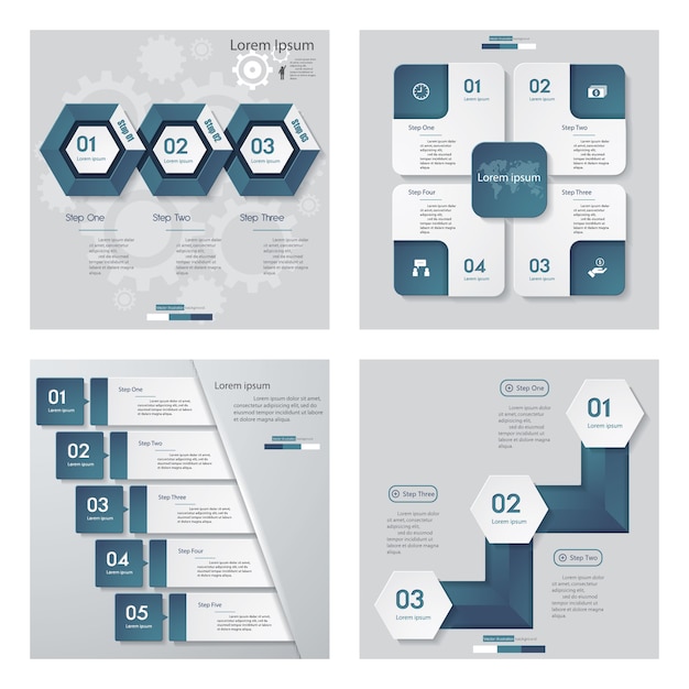 Collection of 4 blue color design template