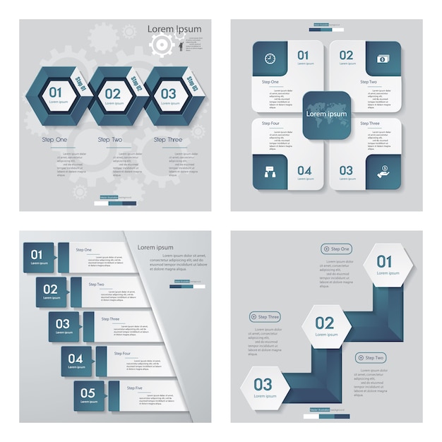 4青色のデザインテンプレートのコレクション