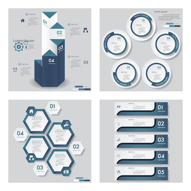 4青色のデザインテンプレートのコレクション