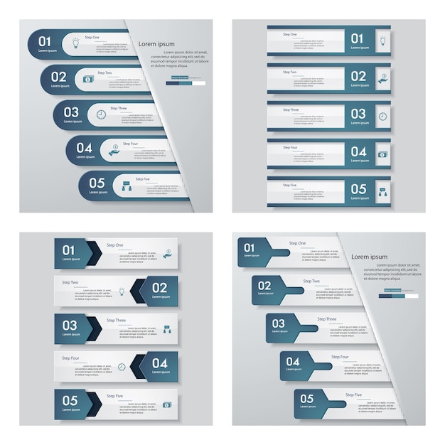 Collection of 4 blue color design template