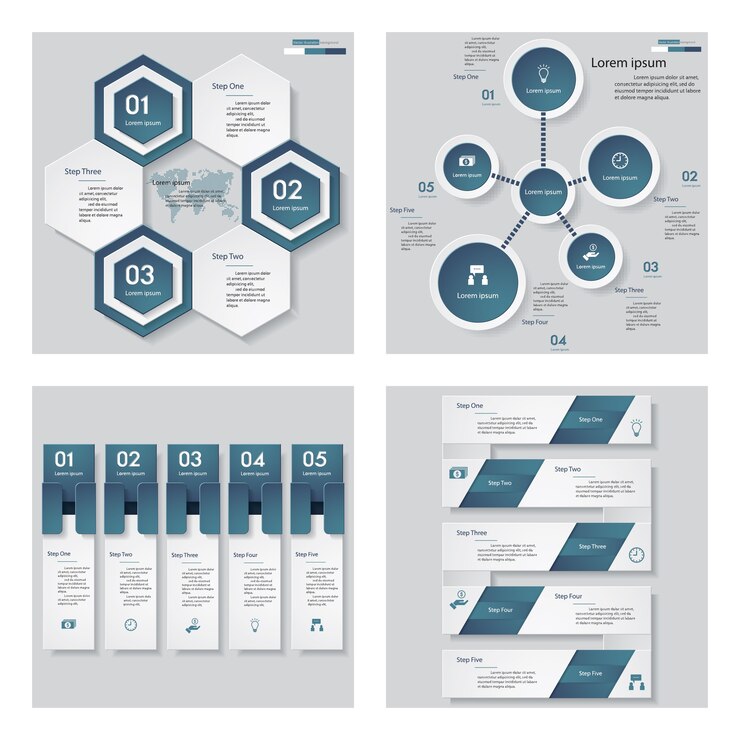 Vector collection of 4 blue color design 