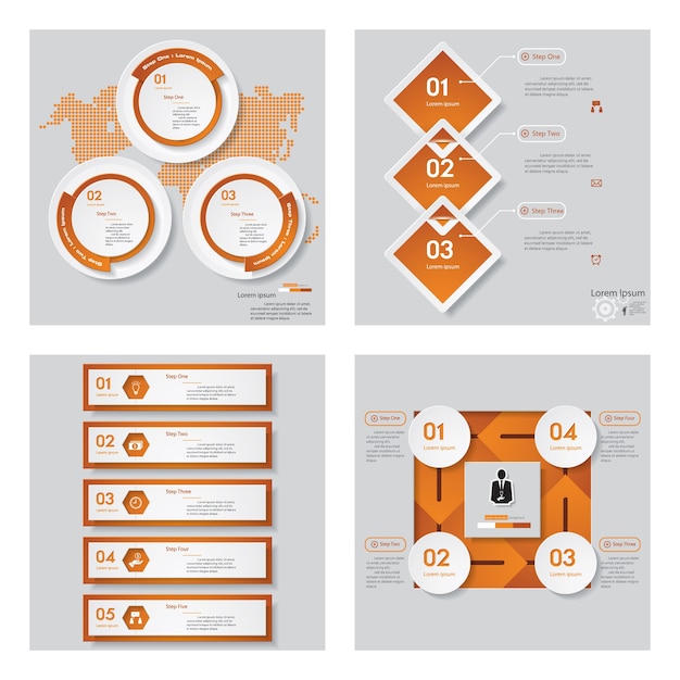 Collection of 4 orange color design template