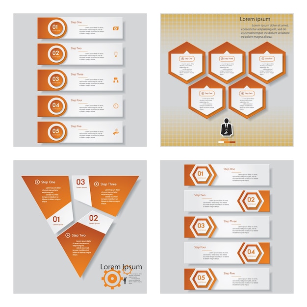 Collection of 4 orange color design template