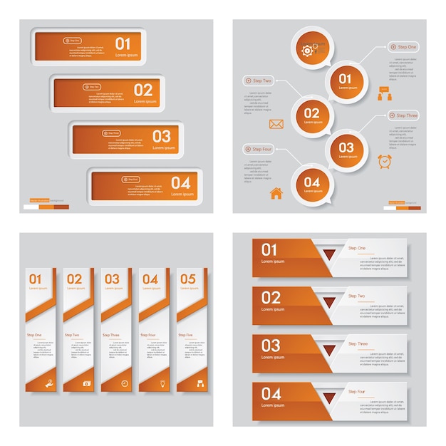 Collection of 4 orange color design template