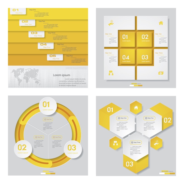 Collection of 4 yellow color design template.