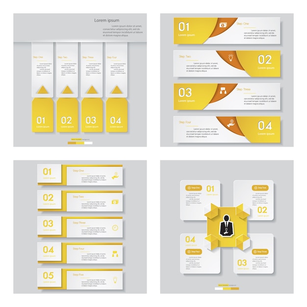 Collection of 4 yellow color design template.