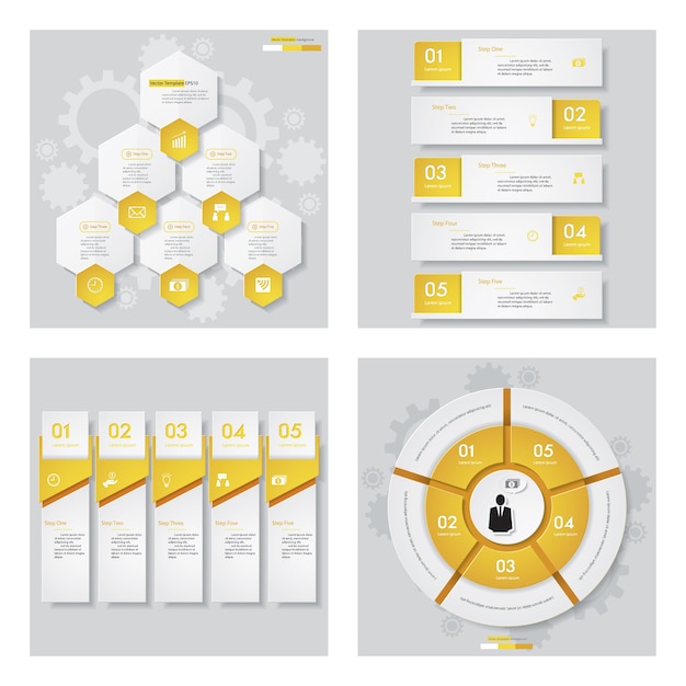 Collection of 4 yellow color design template.