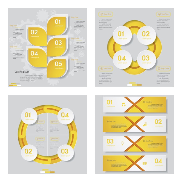 Collection of 4 yellow color design template.