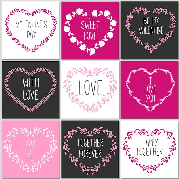 Collection of 8 cards of love design.