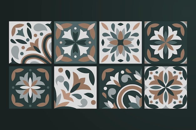 Collection of 8 ceramic tiles