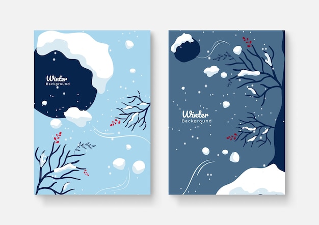 Collection of abstract background designs, winter sale, social media promotional content. vector illustration