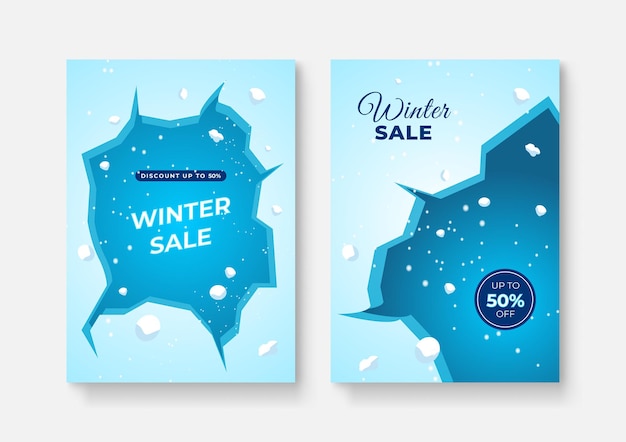 Vector collection of abstract background designs, winter sale, social media promotional content. vector illustration