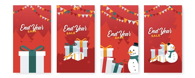Collection of abstract background designs, winter sale, social media story promotional content. Vector illustration