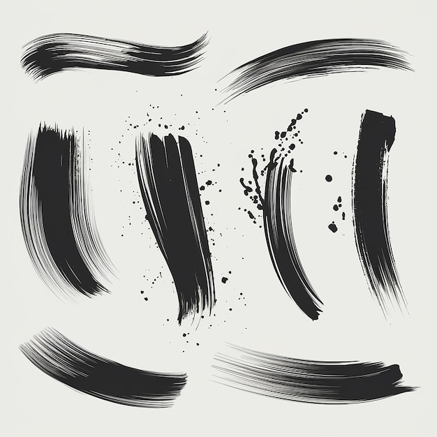 Vector a collection of abstract black brush strokes possibly created using ink or paint